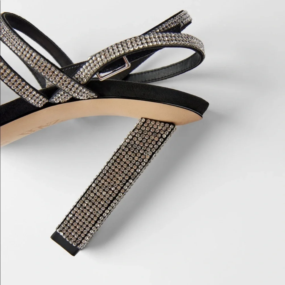 ZARA Jewel Beaded Heeled Sandals - Picture 6 of 7